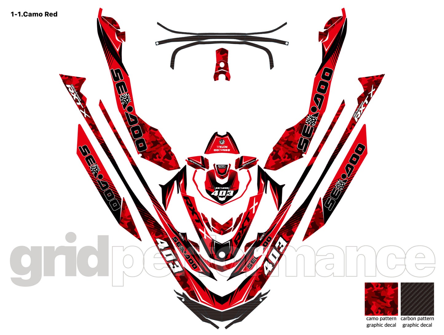 2010~2017 SEADOO RXT X 300 Graphic Decal Sticker Kit (1.Camo)