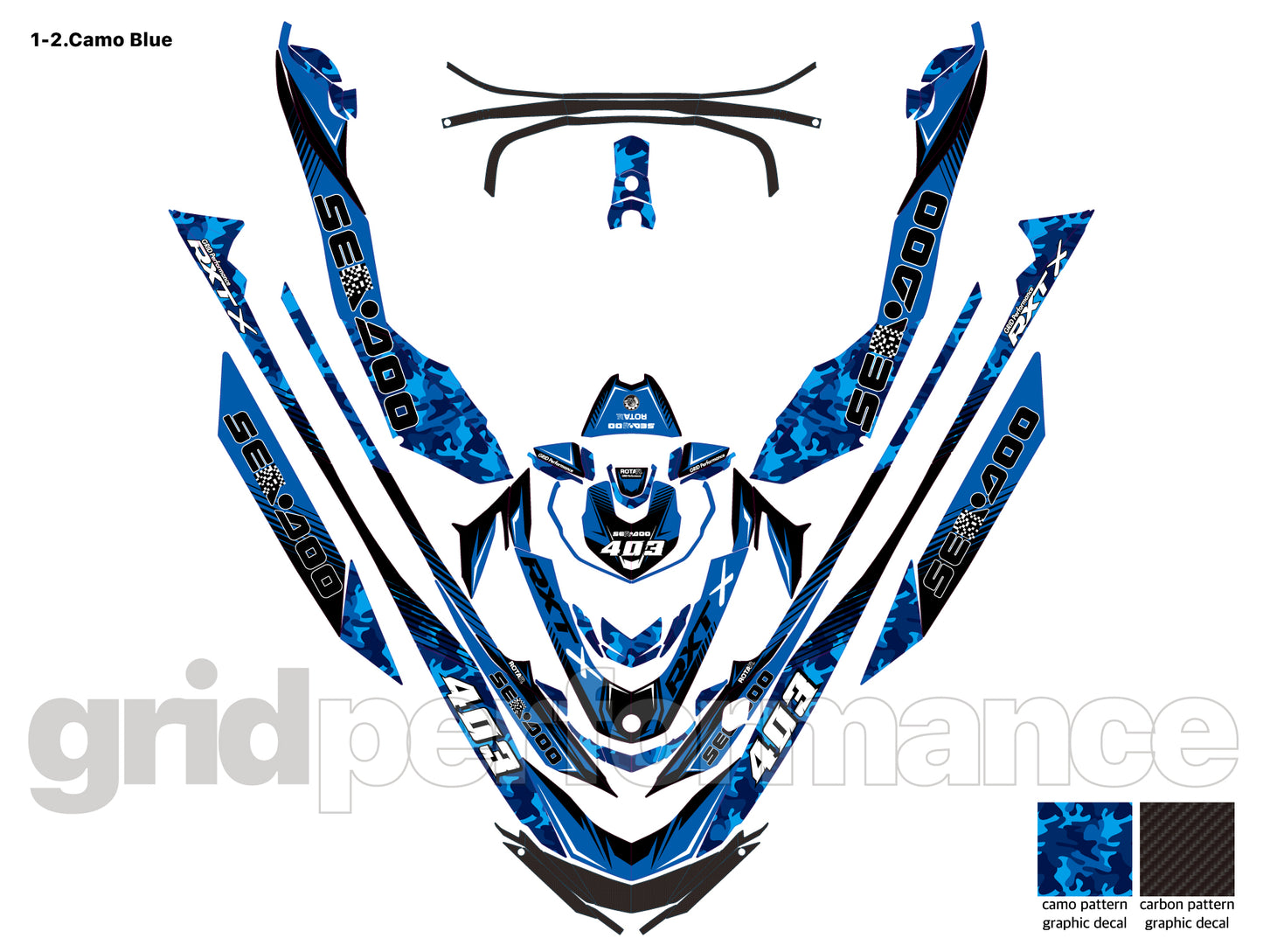 2010~2017 SEADOO RXT X 300 Graphic Decal Sticker Kit (1.Camo)