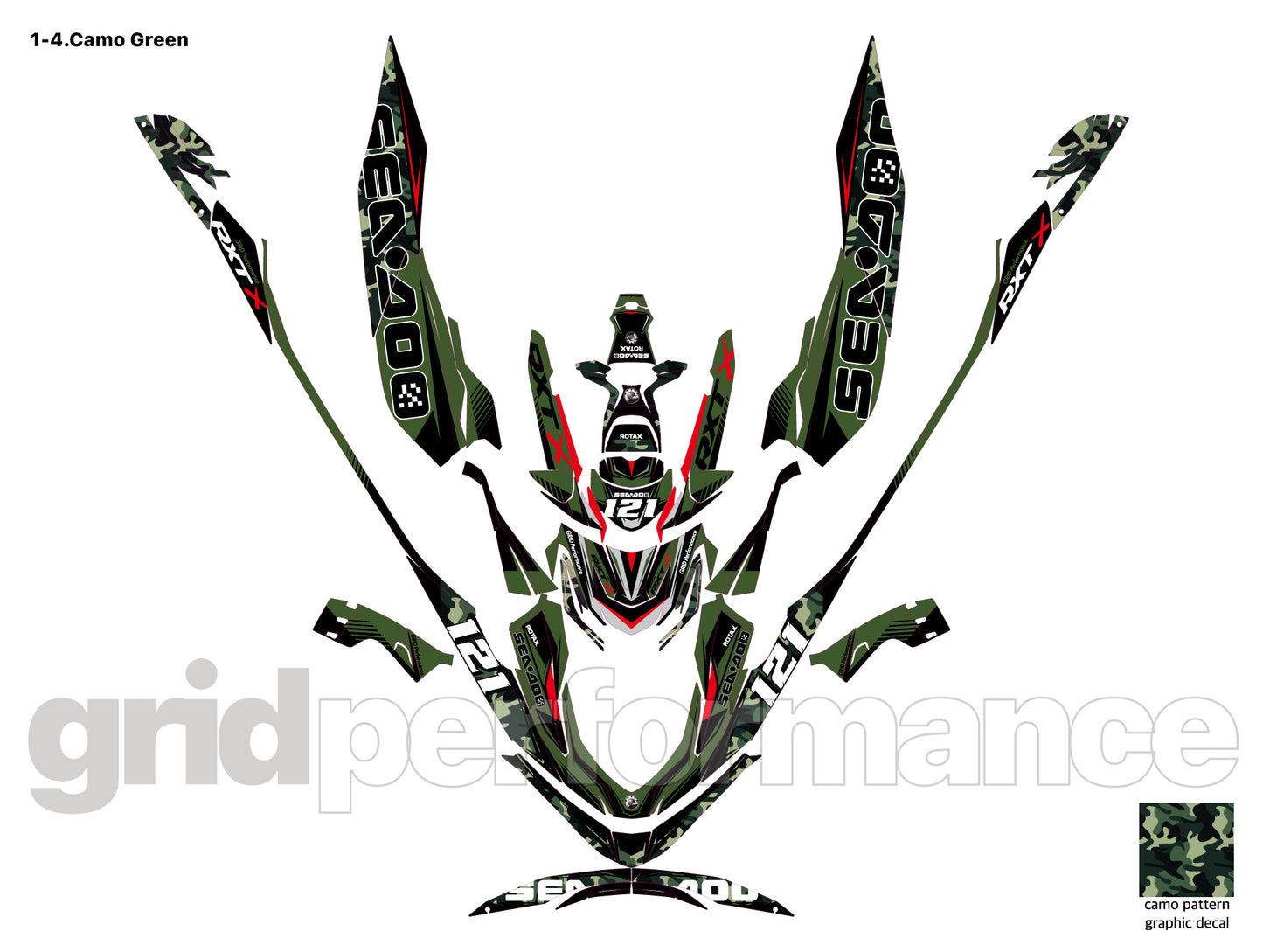 2018~2023 SEADOO RXP X 325 Graphic Decal Sticker Kit (1.Carbon)
