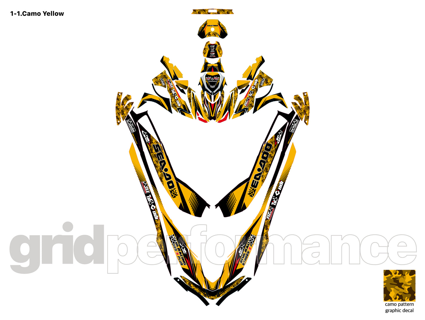 2020~2023 SEADOO RXP X 325 Graphic Decal Sticker Kit (1.Camo)