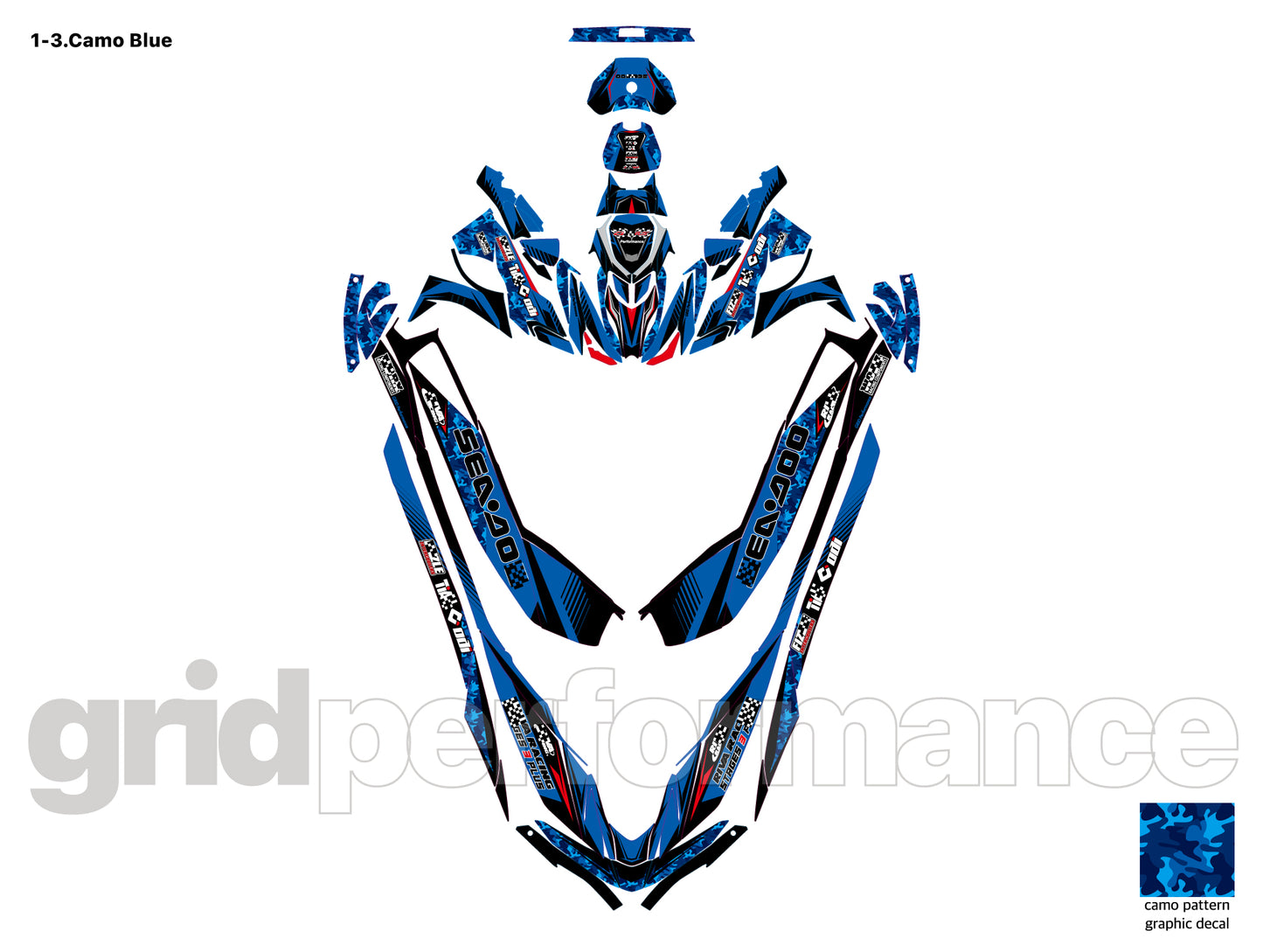 2020~2023 SEADOO RXP X 325 Graphic Decal Sticker Kit (1.Camo)
