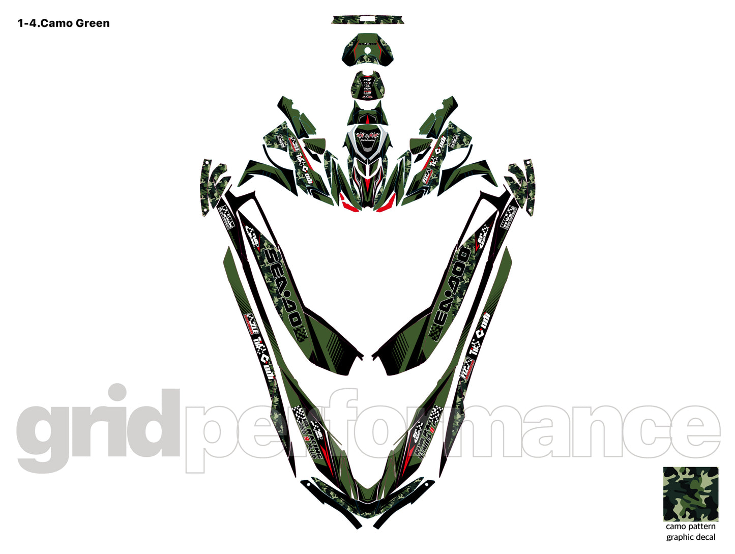 2020~2023 SEADOO RXP X 325 Graphic Decal Sticker Kit (1.Camo)