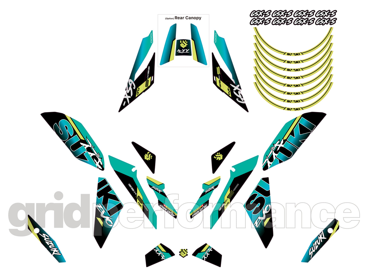 SUZUKI GSX-S1000 Graphic Decal Sticker Kit (2-6.EVO)