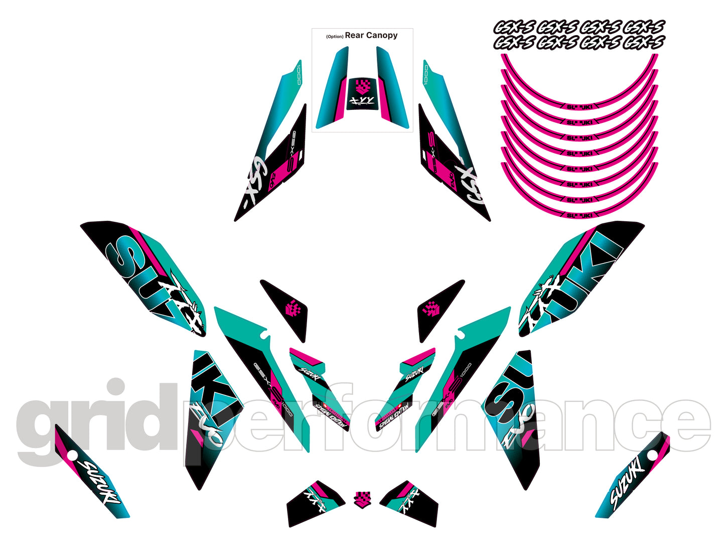 SUZUKI GSX-S1000 Graphic Decal Sticker Kit (2-7.EVO)
