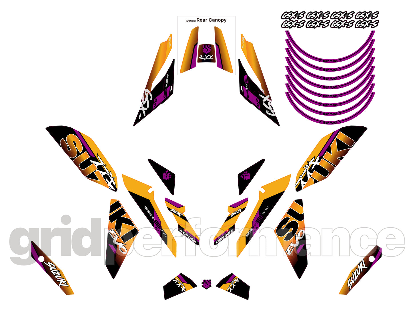 SUZUKI GSX-S1000 Graphic Decal Sticker Kit (2-8.EVO)