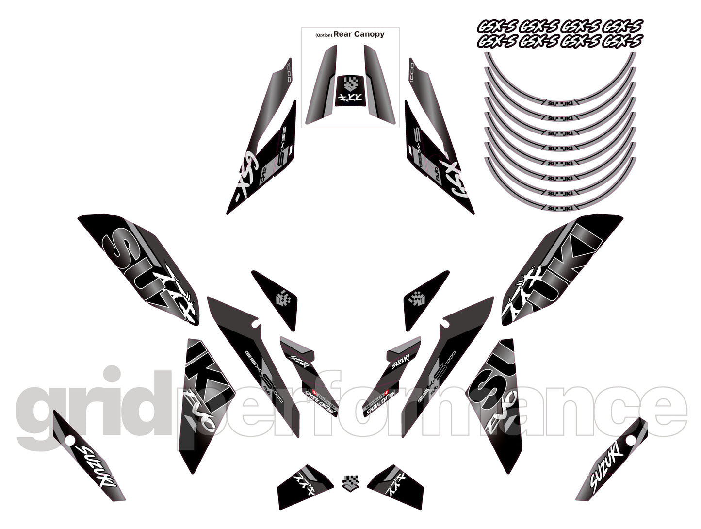 SUZUKI GSX-S1000 Graphic Decal Sticker Kit (2-9.EVO)