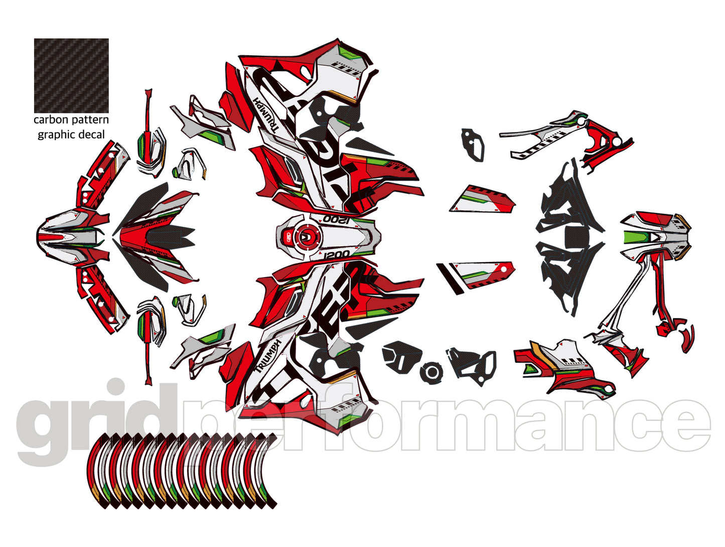 Triumph Tiger 1200 GT Explorer Custom Vinyl Graphic Decal Kit (1-1.Astray)