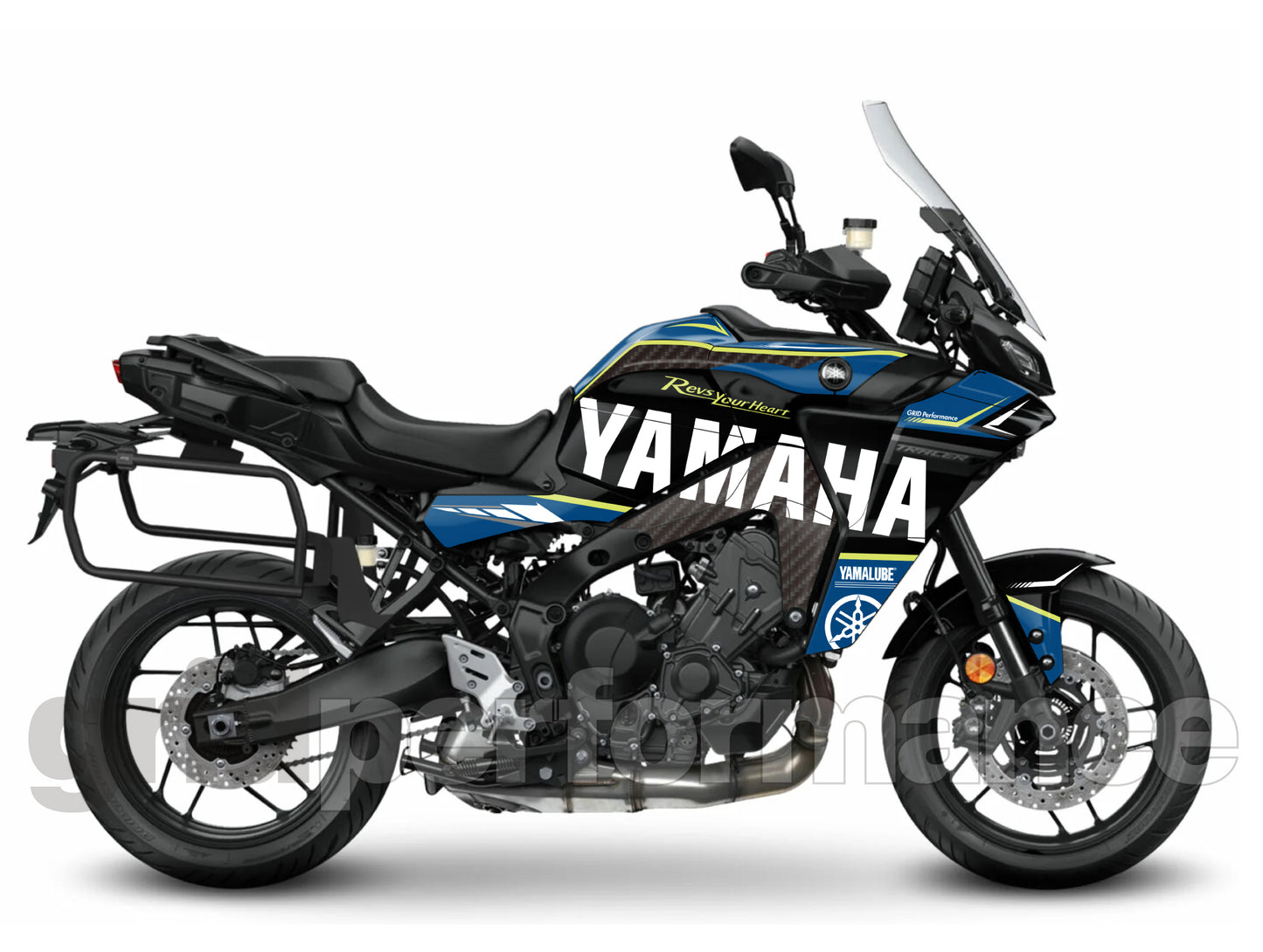 YAMAHA Tracer 9 GT+ Custom Vinyl Graphic Decal Kit (1-1.Carbon Pattern&Blue)