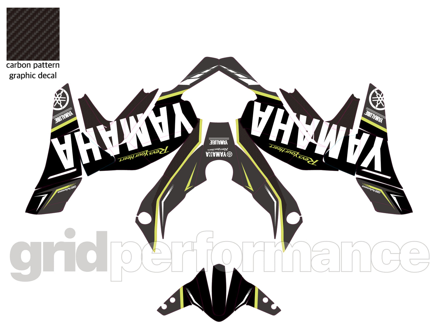 YAMAHA Tracer 9 GT+ Custom Vinyl Graphic Decal Kit (1-2.Carbon Pattern&Gray)