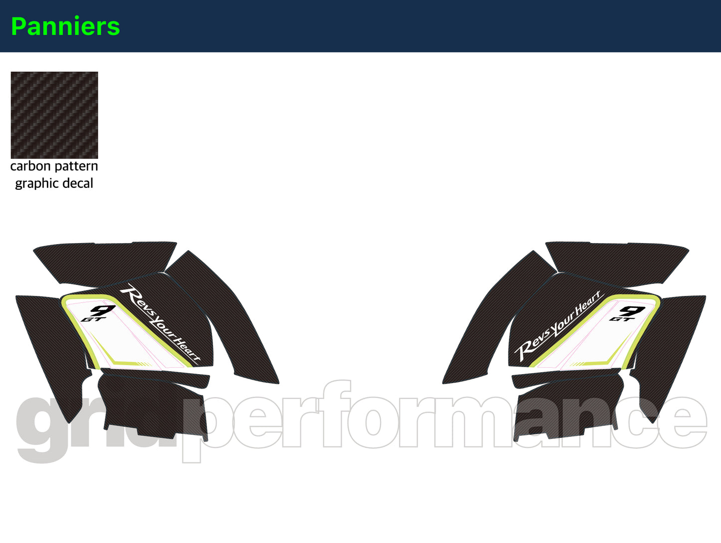 YAMAHA Tracer 9 GT+ Custom Vinyl Graphic Decal Kit (1-4.Carbon Pattern&White)
