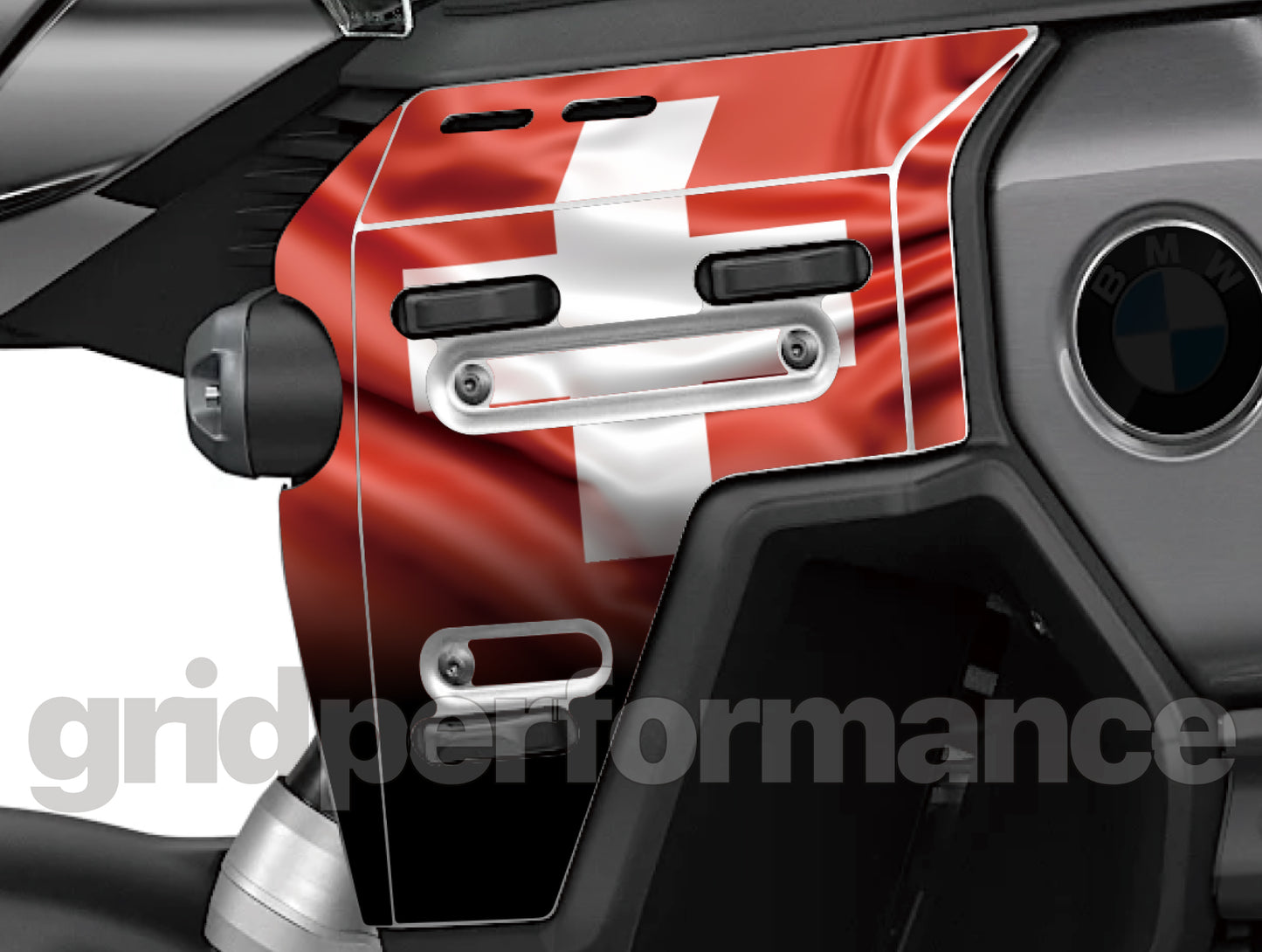 BMW R1300GS ADV Adventure Tank Side Aluminum Graphic Panel Decal (11-1.Swiss)