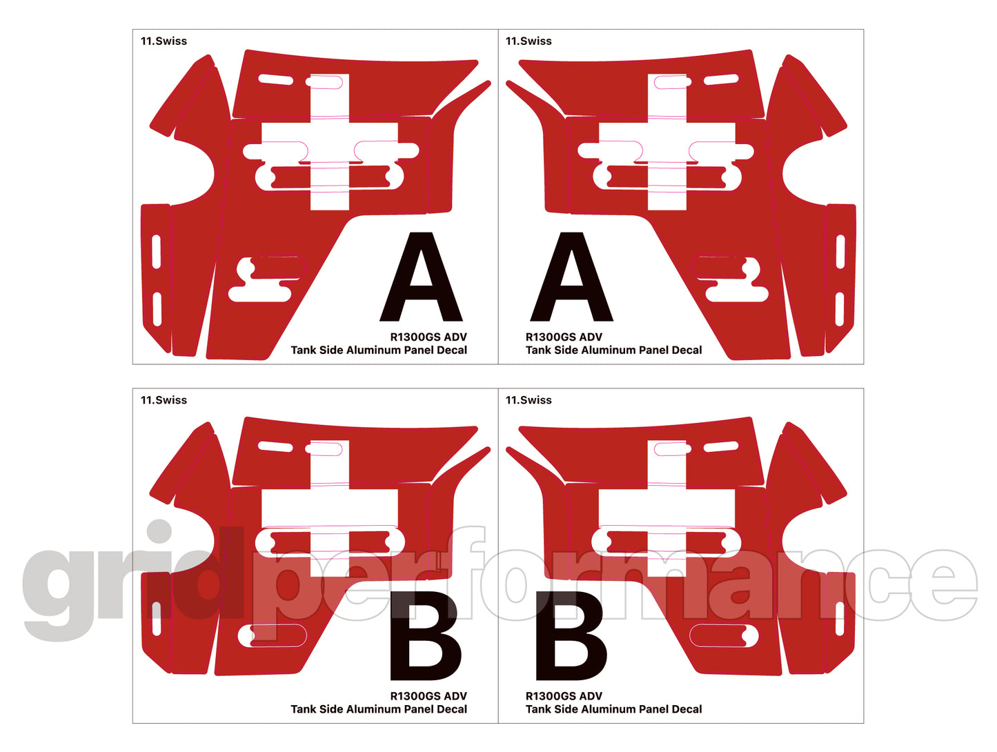 BMW R1300GS ADV Adventure Tank Side Aluminum Graphic Panel Decal (11.Swiss)