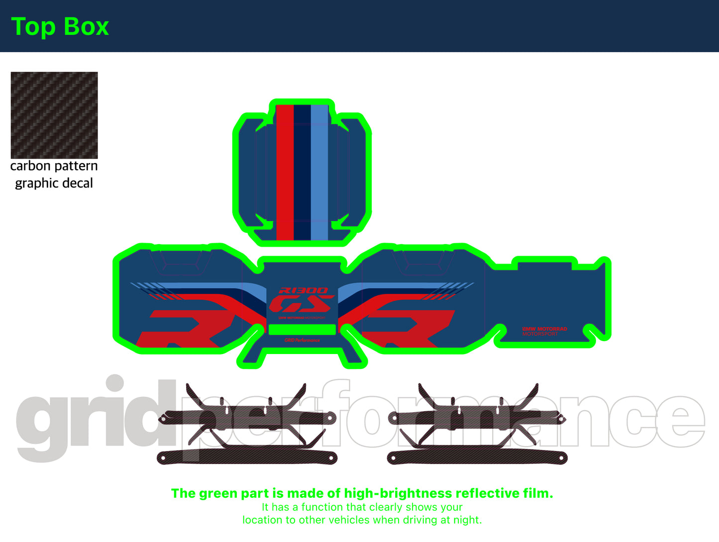 BMW R1300GS Adventure Aluminium Panniers Top Box Decal Sticker Kit (1-5.M)