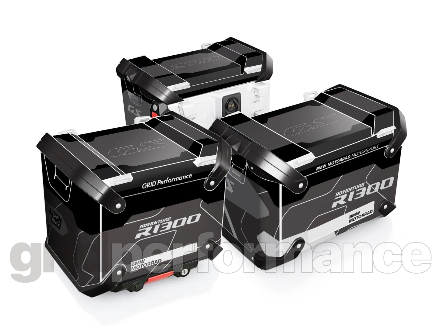 BMW R1300GS Adventure Aluminium Panniers Top Box Decal Sticker Kit (5-2.Triple Black)