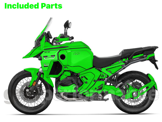 BMW R1300GS ADV Adventure Graphic Decal Sticker Kit (13-8.CHKRD BG BB Carbon)