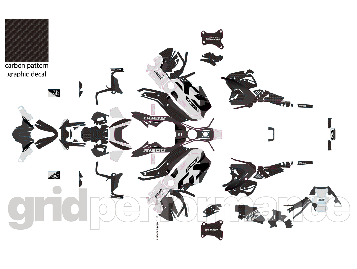 BMW R1300GS ADV Adventure Graphic Decal Sticker Kit (8-5.Original Look Gray)