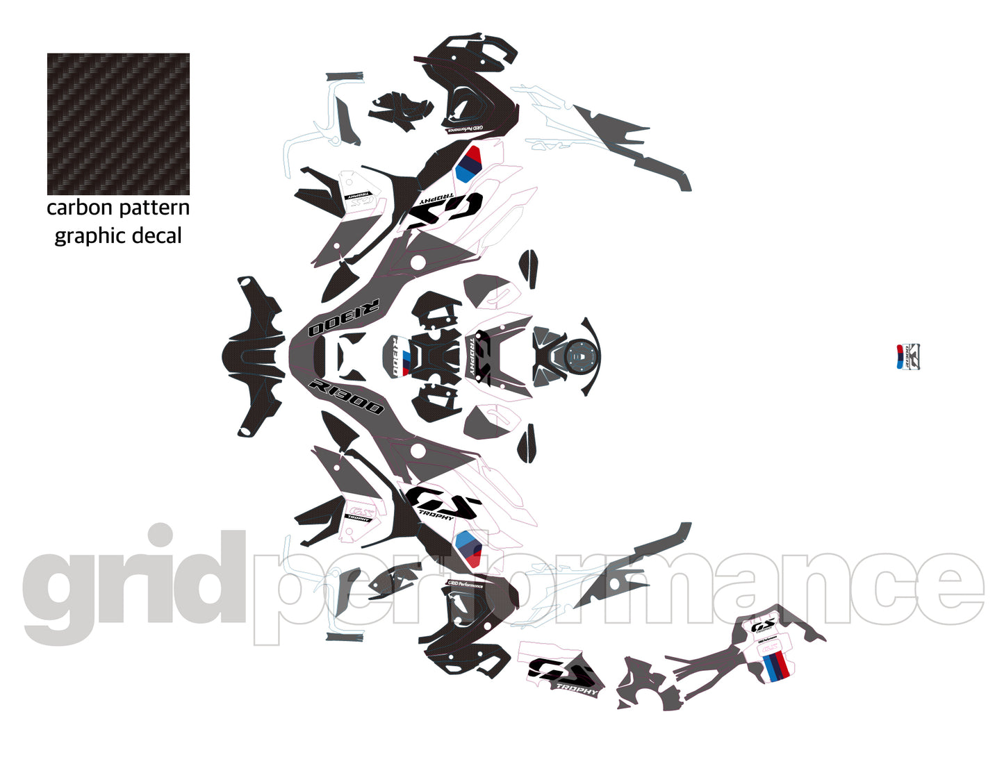 BMW R1300GS Custom Vinyl Graphic Decal Kit (2-5.Trophy Gray)