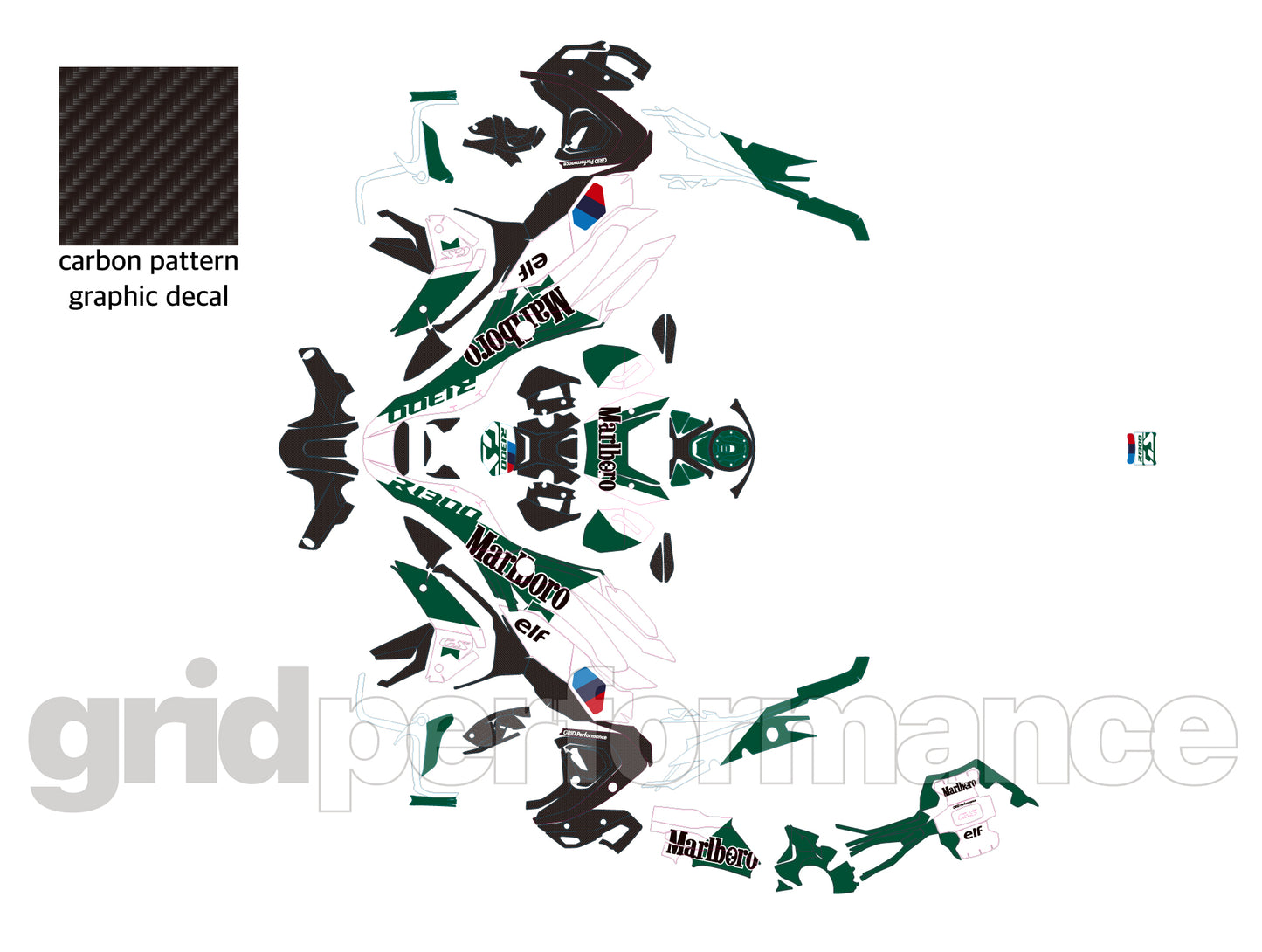 BMW R1300GS Custom Vinyl Graphic Decal Kit (3-3.Marlbo Green)