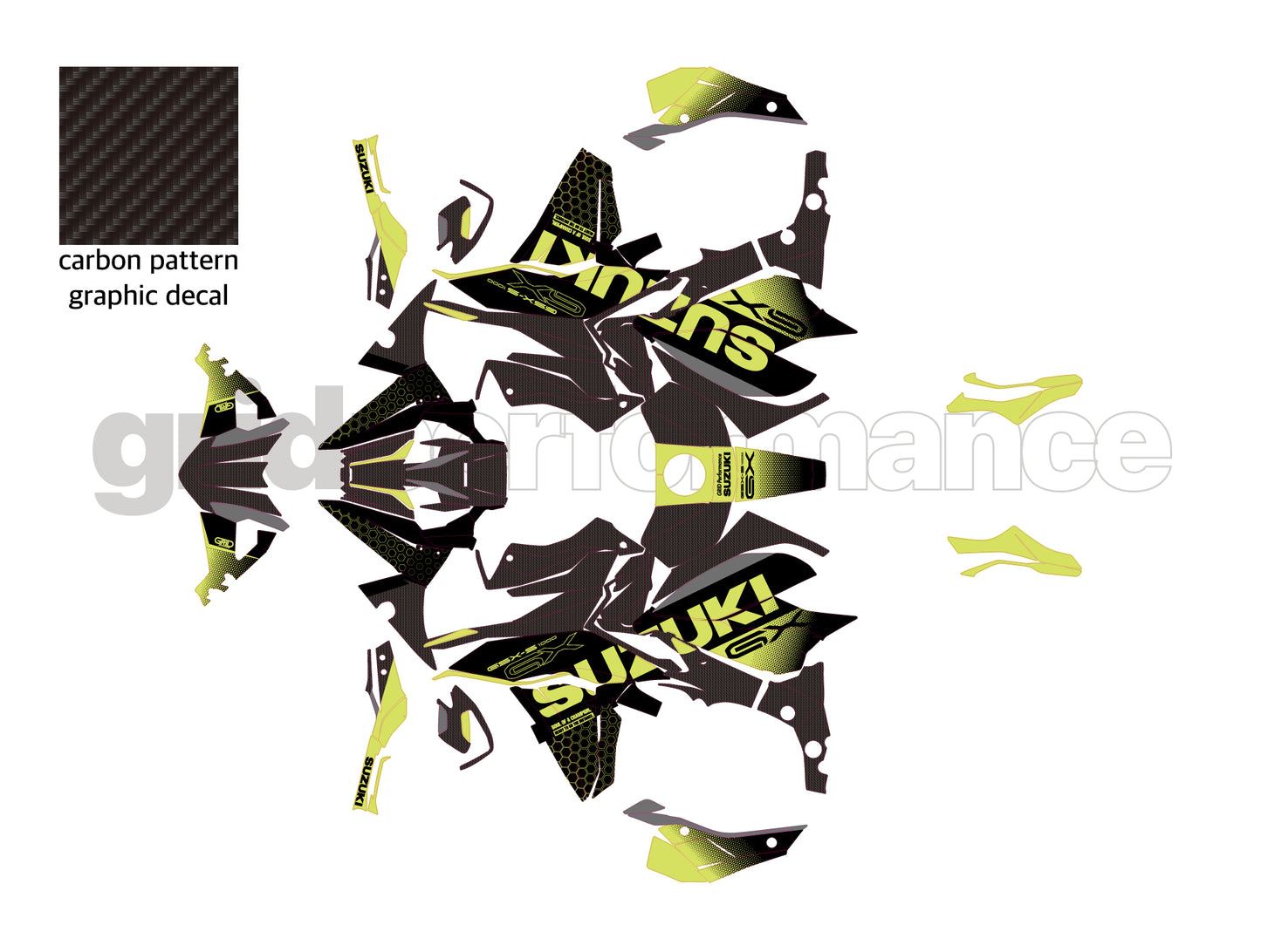 SUZUKI GSX-S1000 GX Graphic Decal Sticker Kit (0-0.Carbon)