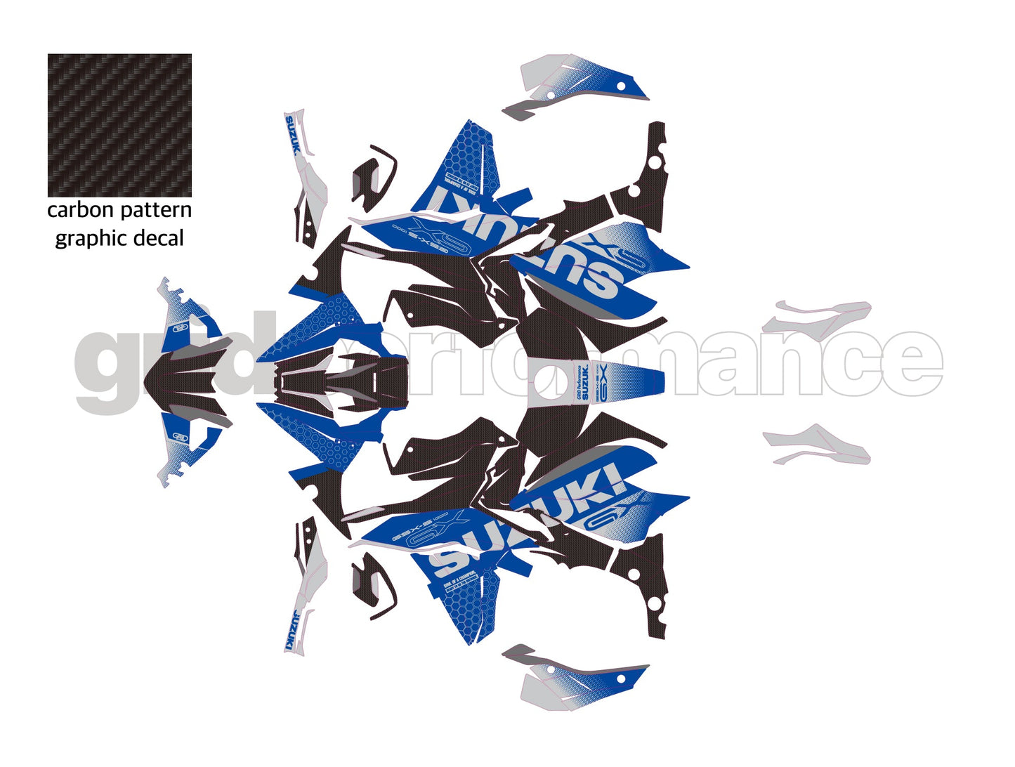 SUZUKI GSX-S1000 GX Graphic Decal Sticker Kit (0-1.Carbon)