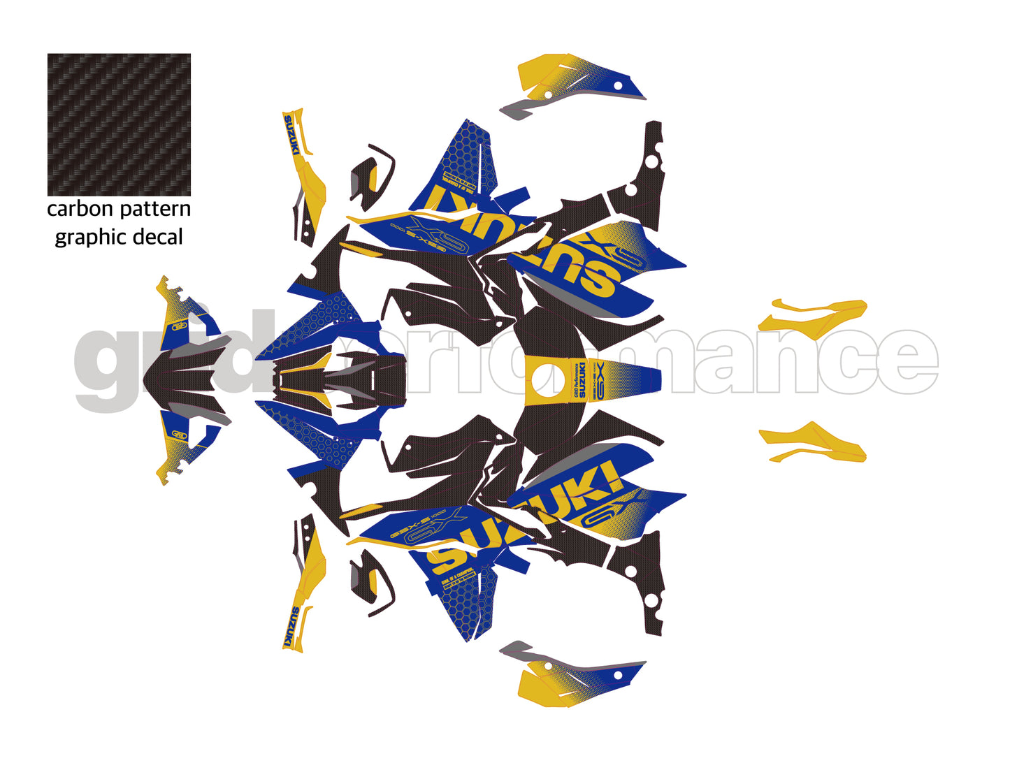 SUZUKI GSX-S1000 GX Graphic Decal Sticker Kit (0-8.Carbon)