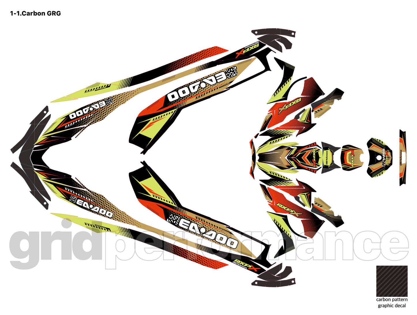 2024~ SEADOO RXP X 325 Graphic Decal Sticker Kit (1.Carbon)