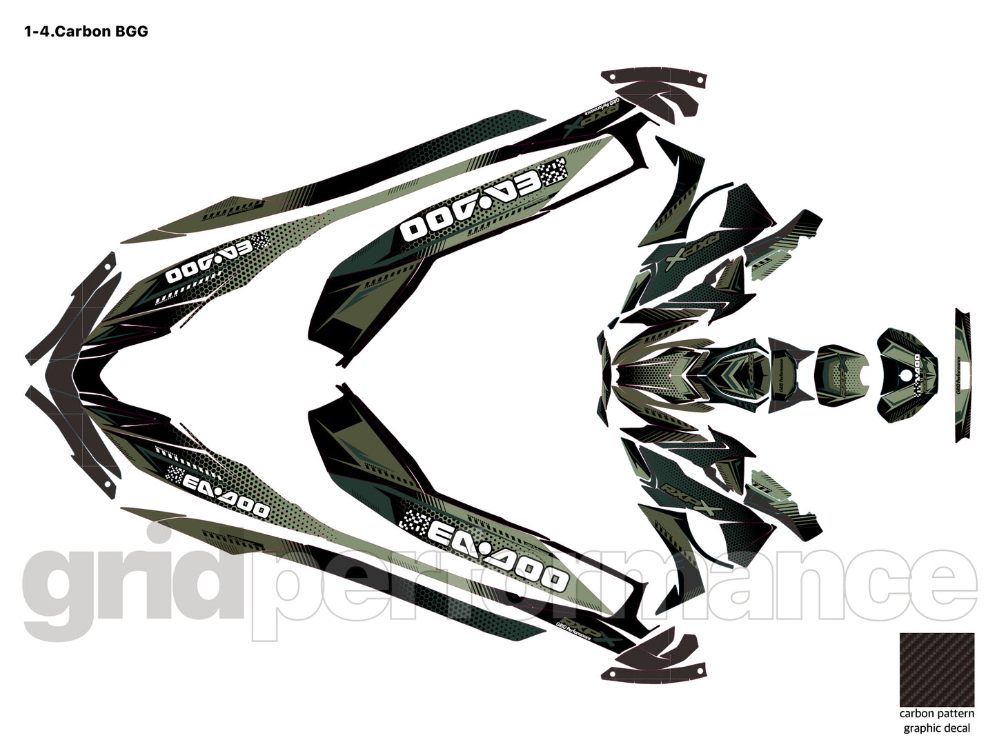 2024~ SEADOO RXP X 325 Graphic Decal Sticker Kit (1.Carbon)