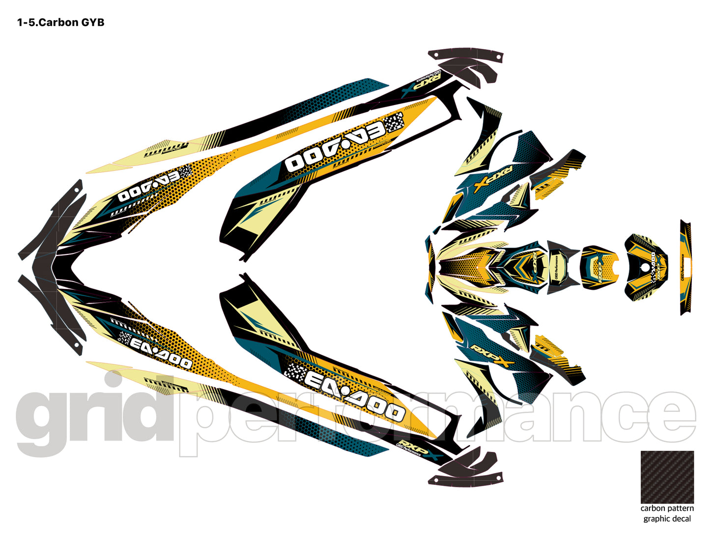 2024~ SEADOO RXP X 325 Graphic Decal Sticker Kit (1.Carbon)