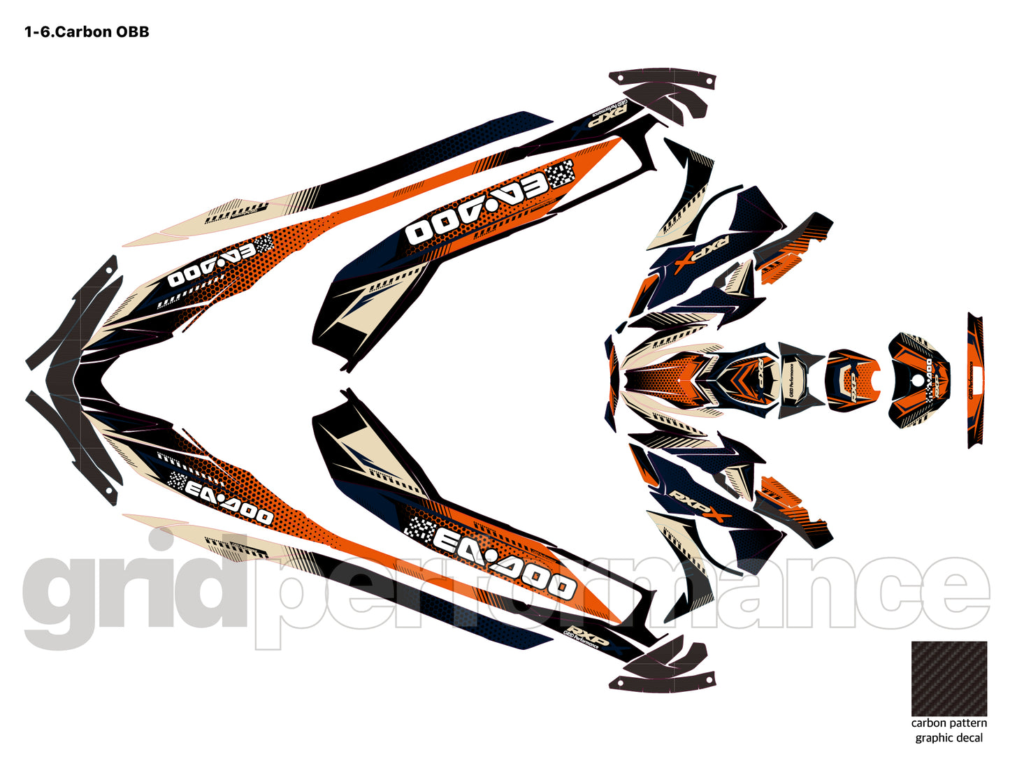 2024~ SEADOO RXP X 325 Graphic Decal Sticker Kit (1.Carbon)