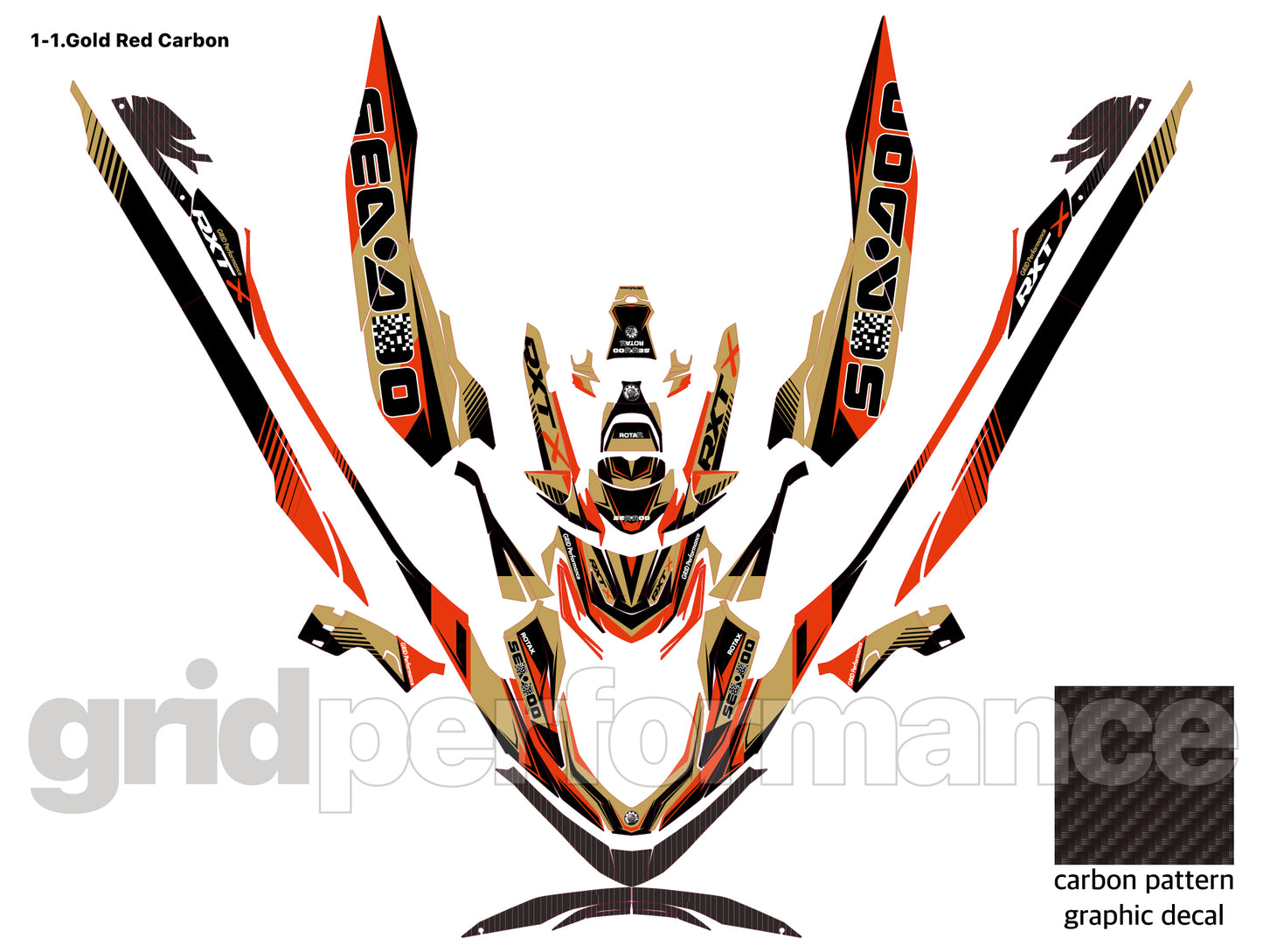 2024~ SEADOO RXT X 325 Graphic Decal Sticker Kit (1.Carbon)