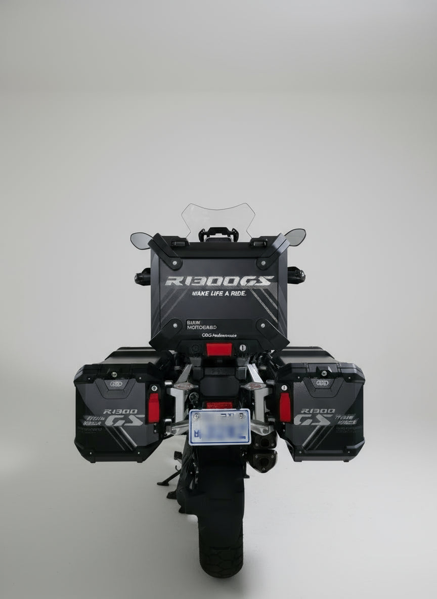 BMW R1300GS Adventure Pannier & Top Box Rear Reflective Decal Sticker (5-1.Triple Black)