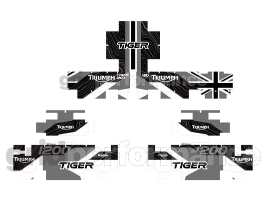 Triumph Tiger 900/1200 Aluminum Panniers Top Box Decal Sticker Kit (1-12)