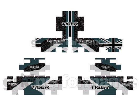 Triumph Tiger 900/1200 Aluminum Panniers Top Box Decal Sticker Kit (1-13)