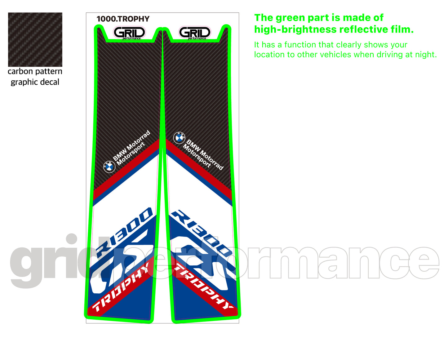 BMW R1300GS Vario Side Pannier Rear Reflective Decal (1000.TROPHY)