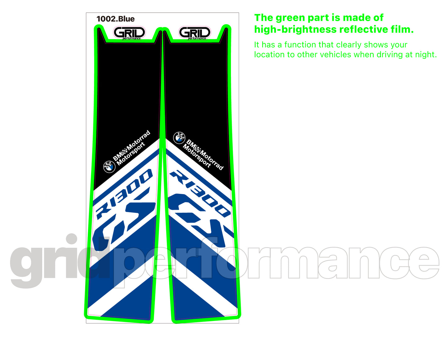 BMW R1300GS Vario Side Pannier Rear Reflective Decal (1002.Blue)