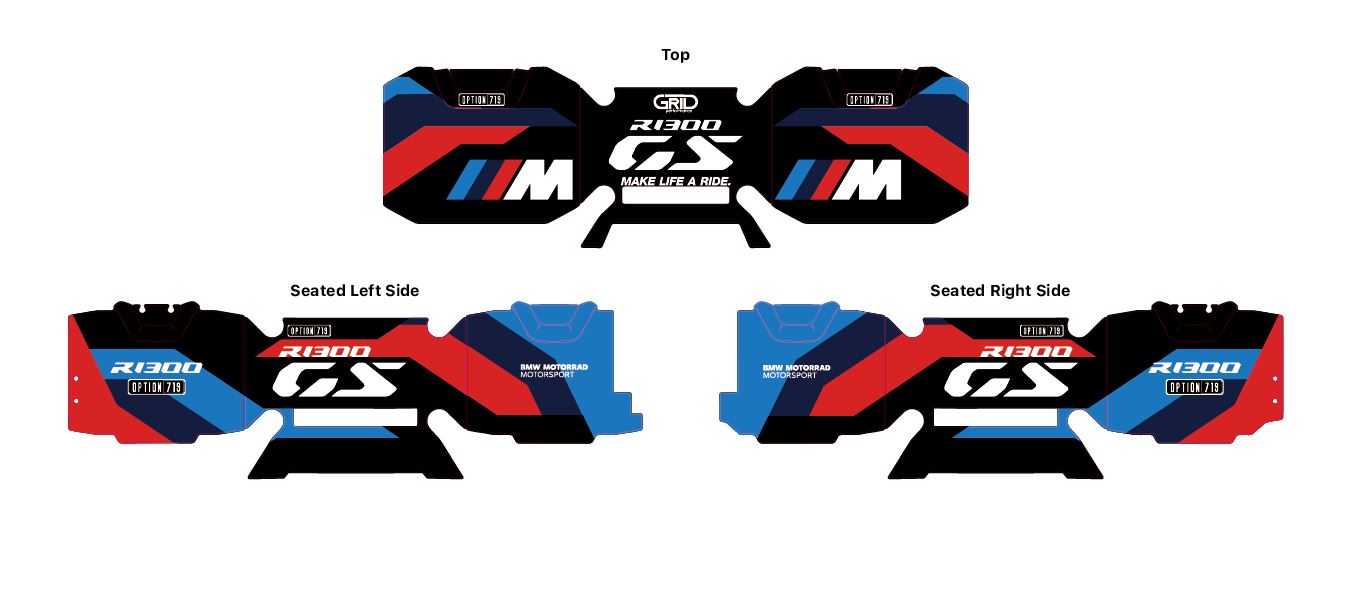 BMW R1300GS Adventure Pannier & Top Box Rear Reflective Decal Sticker (@Mask)
