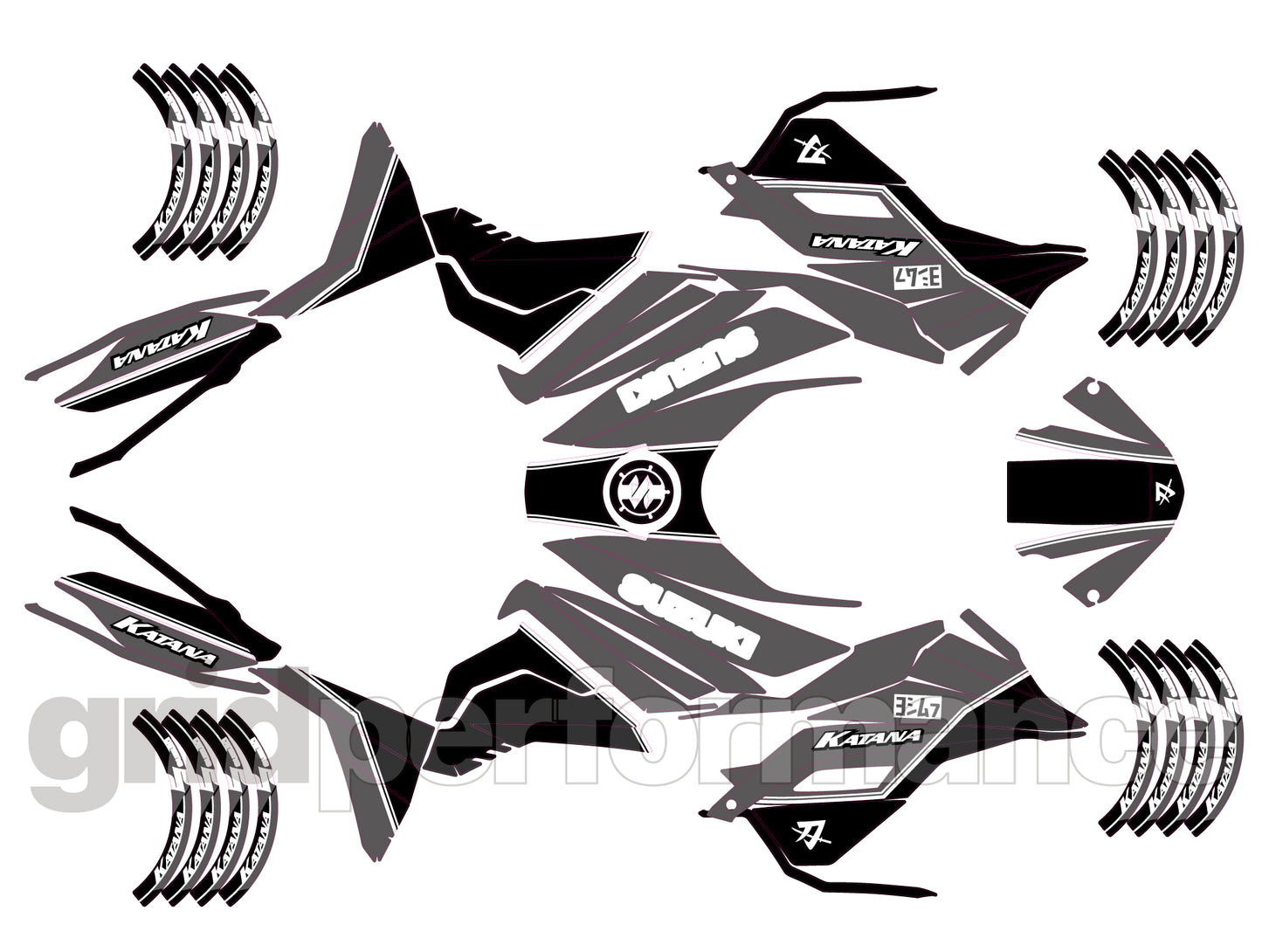 Motorcycle Fairing Decal Vinyl Sticker Kit – For SUZUKI KATANA (2-1)