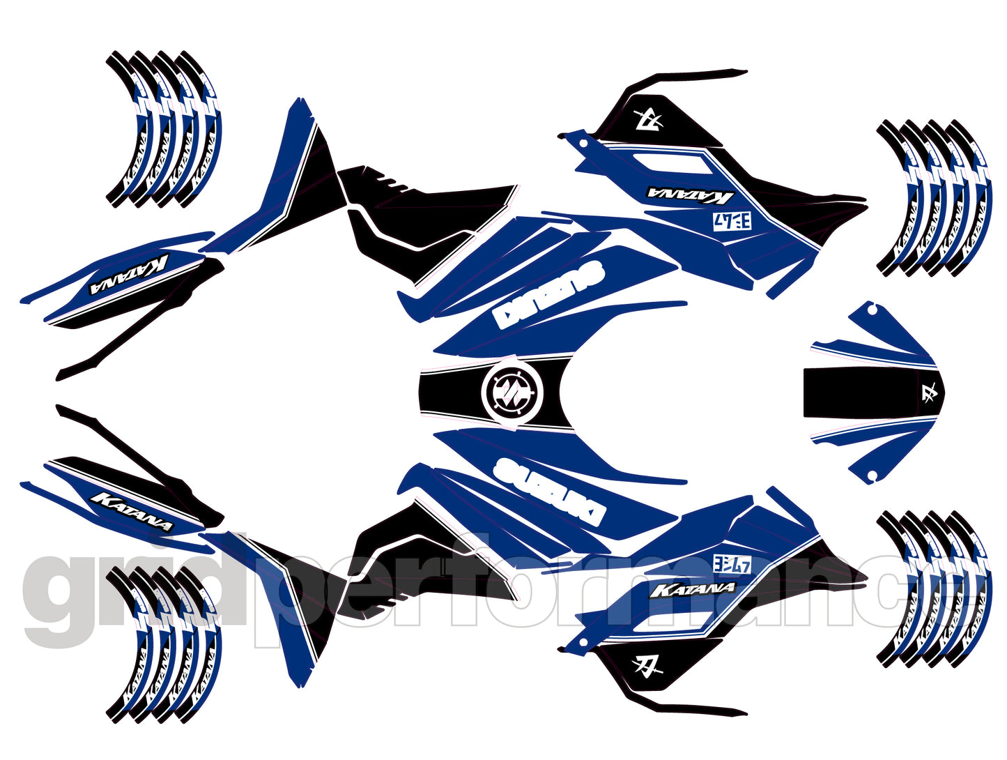 Motorcycle Fairing Decal Vinyl Sticker Kit – For SUZUKI KATANA (2-3)