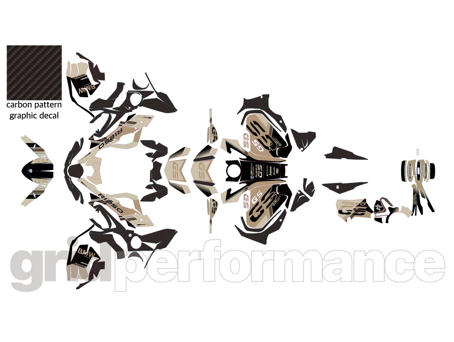 R1250GS R1200GS ADV Adventure Graphic Full Decal Vinyl Kit (1-4)