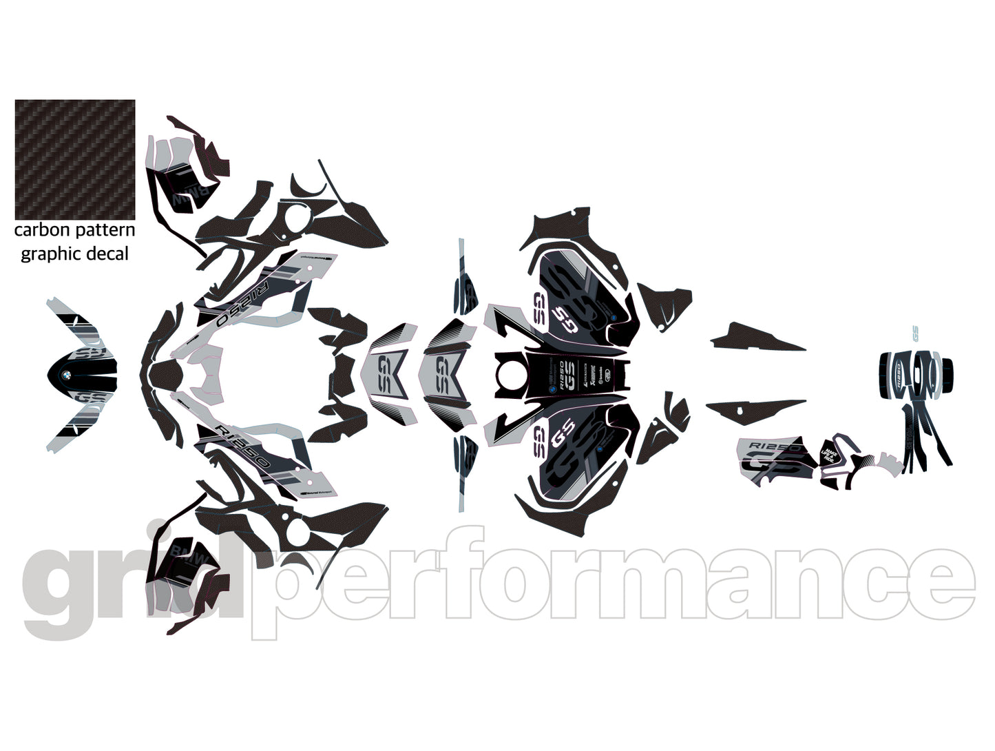 R1250GS R1200GS ADV Adventure Graphic Full Decal Vinyl Kit (1-6)