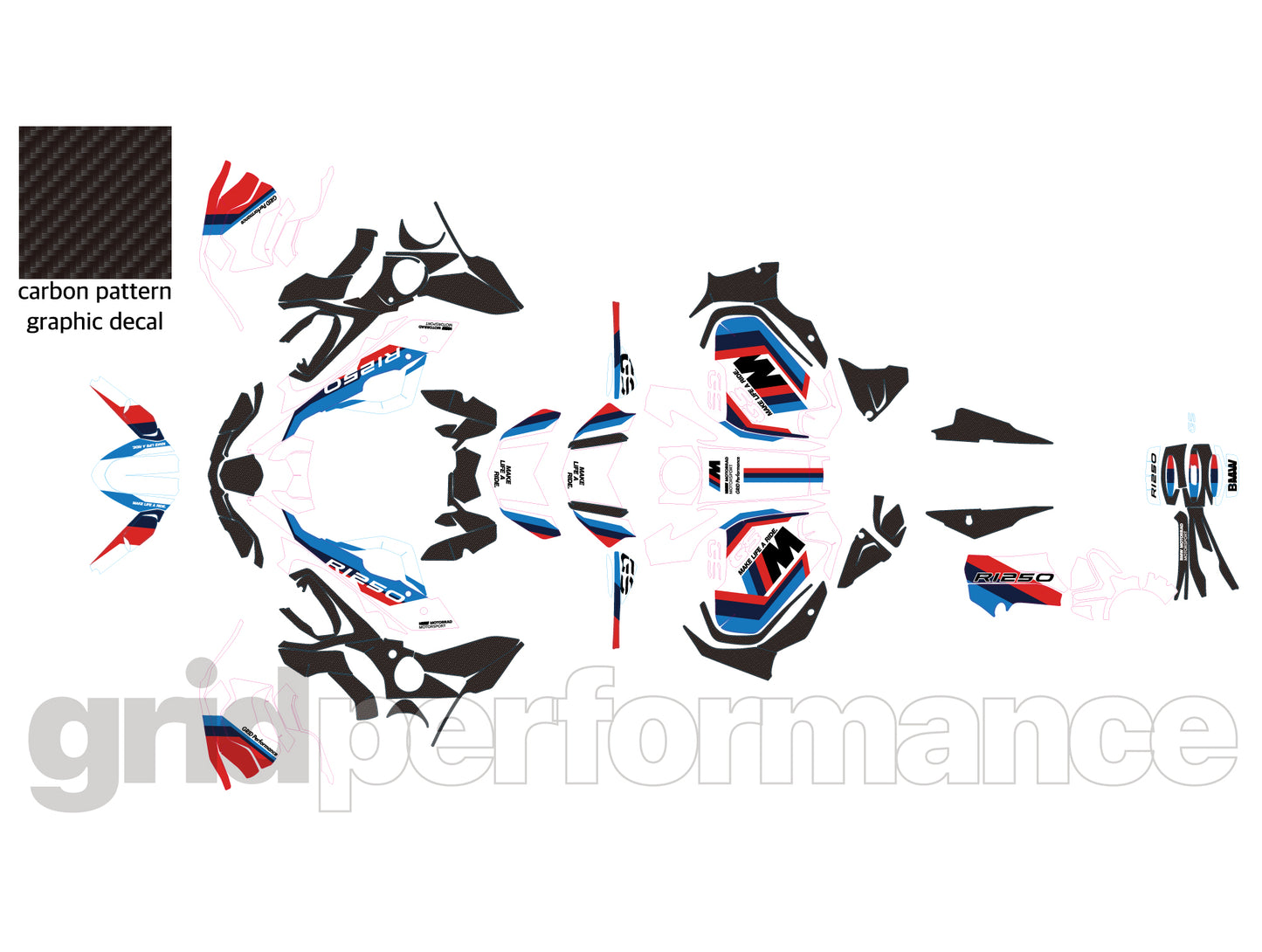 R1250GS R1200GS ADV Adventure Graphic Full Decal Vinyl Kit (3-1.M)