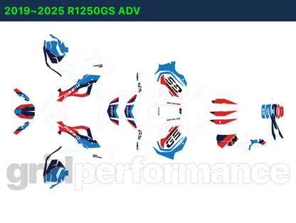 R1250GS R1200GS ADV Adventure Graphic Full Decal Vinyl Kit (4-1.M OPTION719)