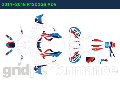 R1250GS R1200GS ADV Adventure Graphic Full Decal Vinyl Kit (4-1.M OPTION719)