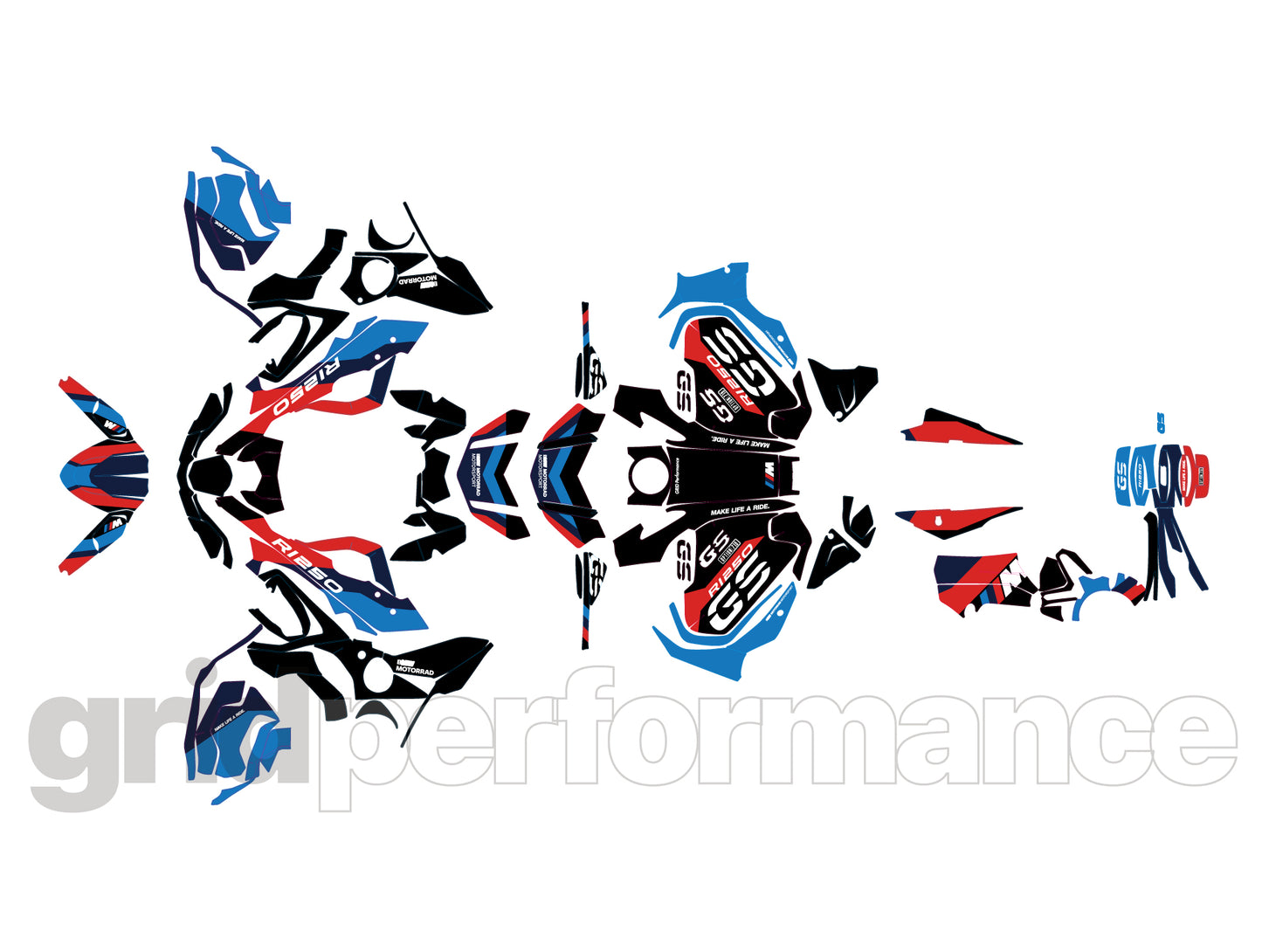 R1250GS R1200GS ADV Adventure Graphic Full Decal Vinyl Kit (4-2.M OPTION719)