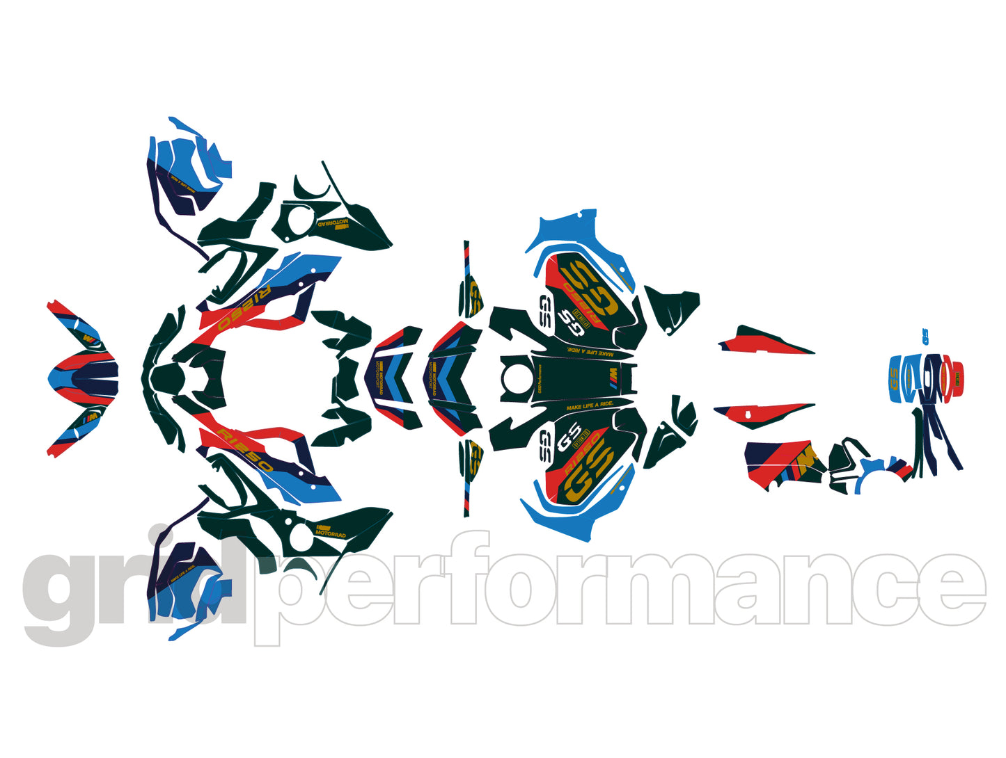 R1250GS R1200GS ADV Adventure Graphic Full Decal Vinyl Kit (4-3.M OPTION719)