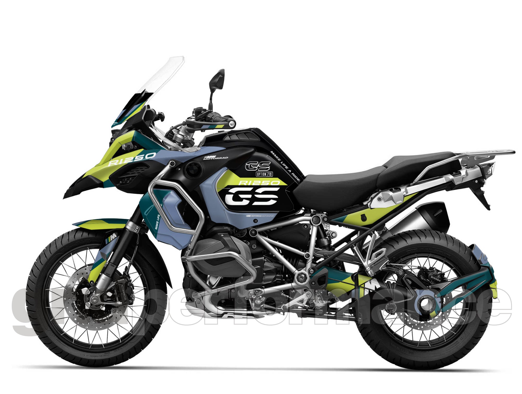 R1250GS R1200GS ADV Adventure Graphic Full Decal Vinyl Kit (4-4.M OPTI ...