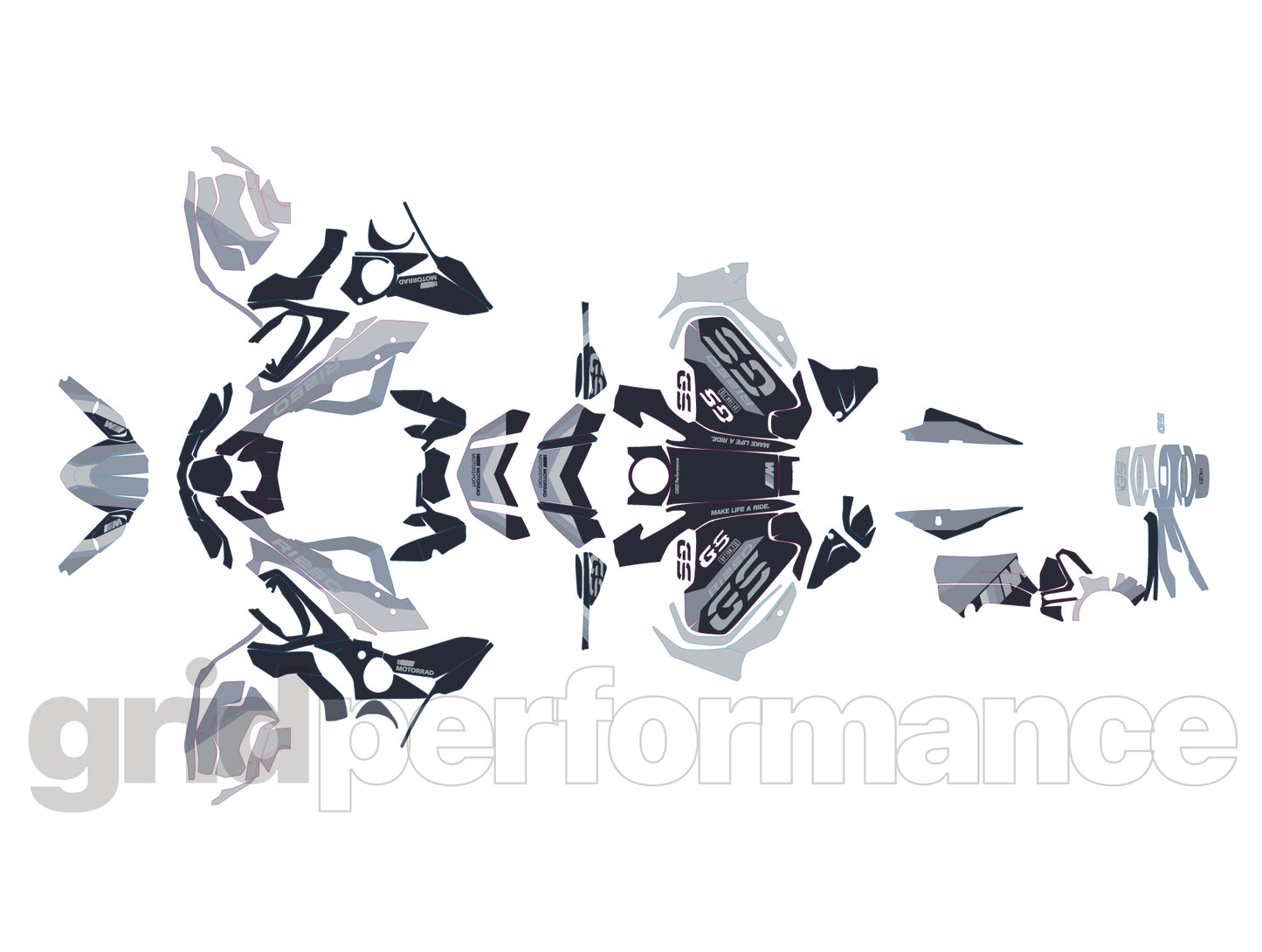 R1250GS R1200GS ADV Adventure Graphic Full Decal Vinyl Kit (4-6.M OPTION719)