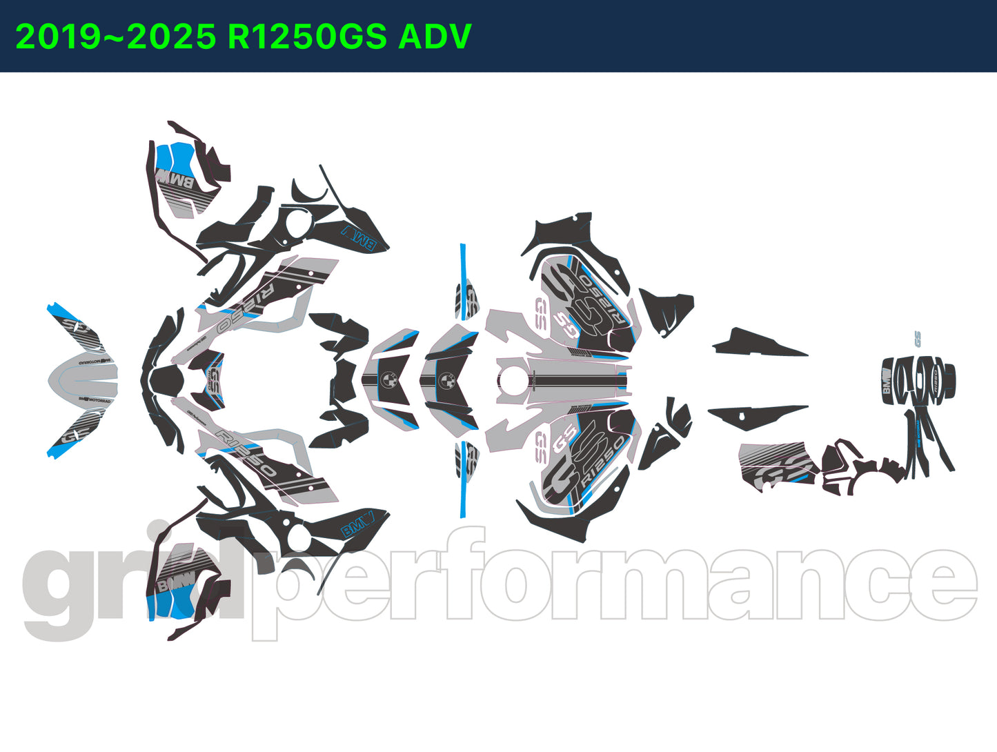 R1250GS R1200GS ADV Adventure Graphic Full Decal Vinyl Kit (7-1)
