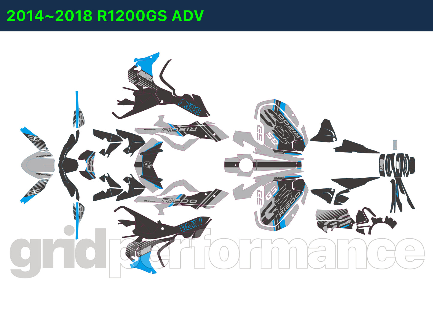 R1250GS R1200GS ADV Adventure Graphic Full Decal Vinyl Kit (7-1)