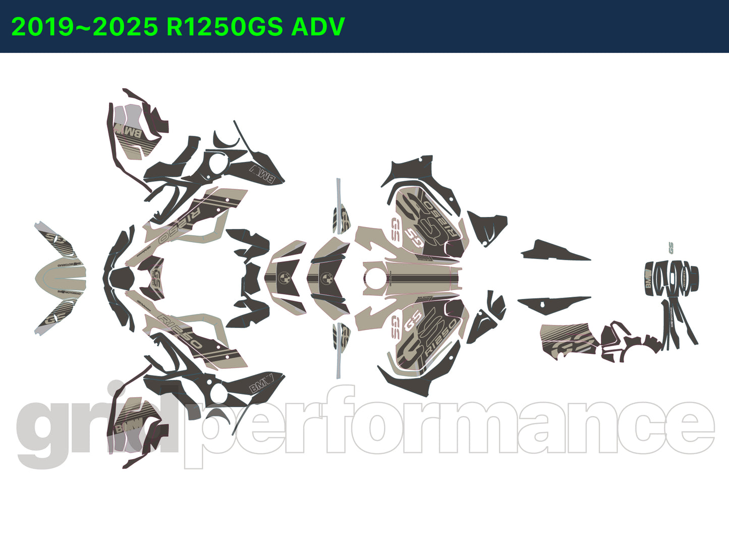 R1250GS R1200GS ADV Adventure Graphic Full Decal Vinyl Kit (7-2)